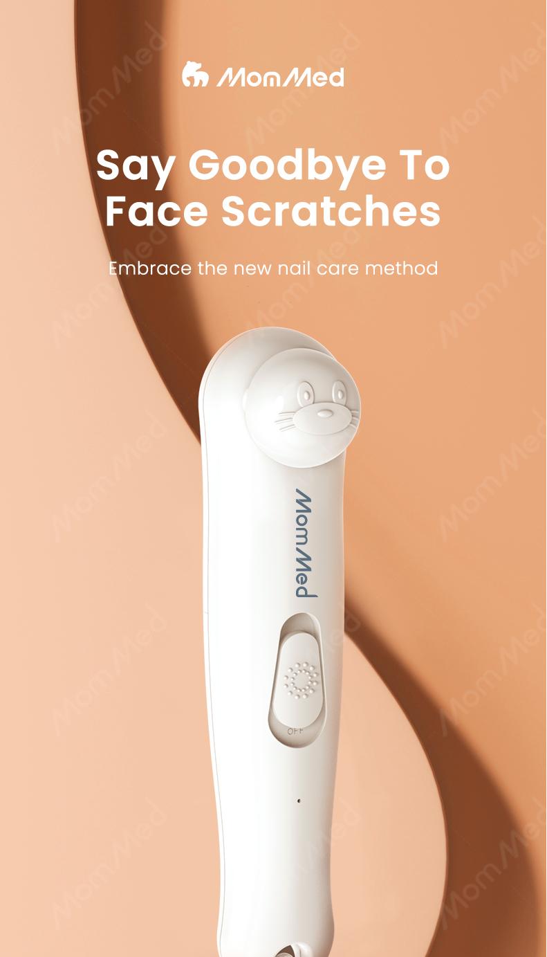 MOMMED Baby Finger nail clipper, 6 Grinding Heads and LED Light electric baby nail file