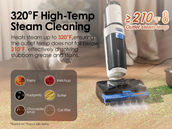 Tineco FLOOR ONE S6 Stretch Steam Corded Wet Dry Vacuum Steam Mop All-in-One, Tineco BoostSteam, 320℉ High-temp Steam Cleaning, 180° Lay-Flat, Anti-Tangle Design, FlashDry Self-cleaning