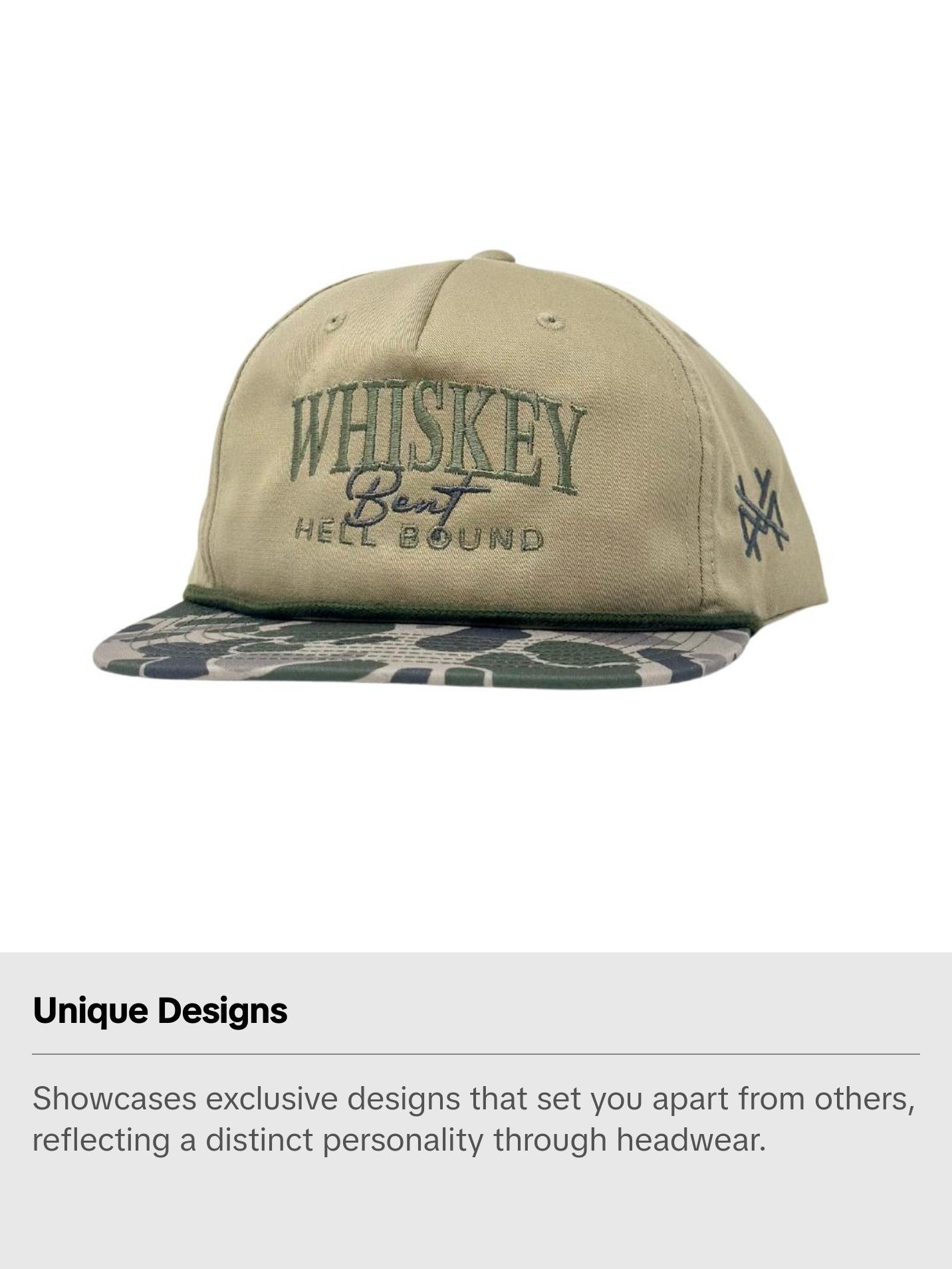 Whiskey Bent Hell Bound Embroidered Trucker Hat Snapback Adjustable (Up To Size 8 Head)