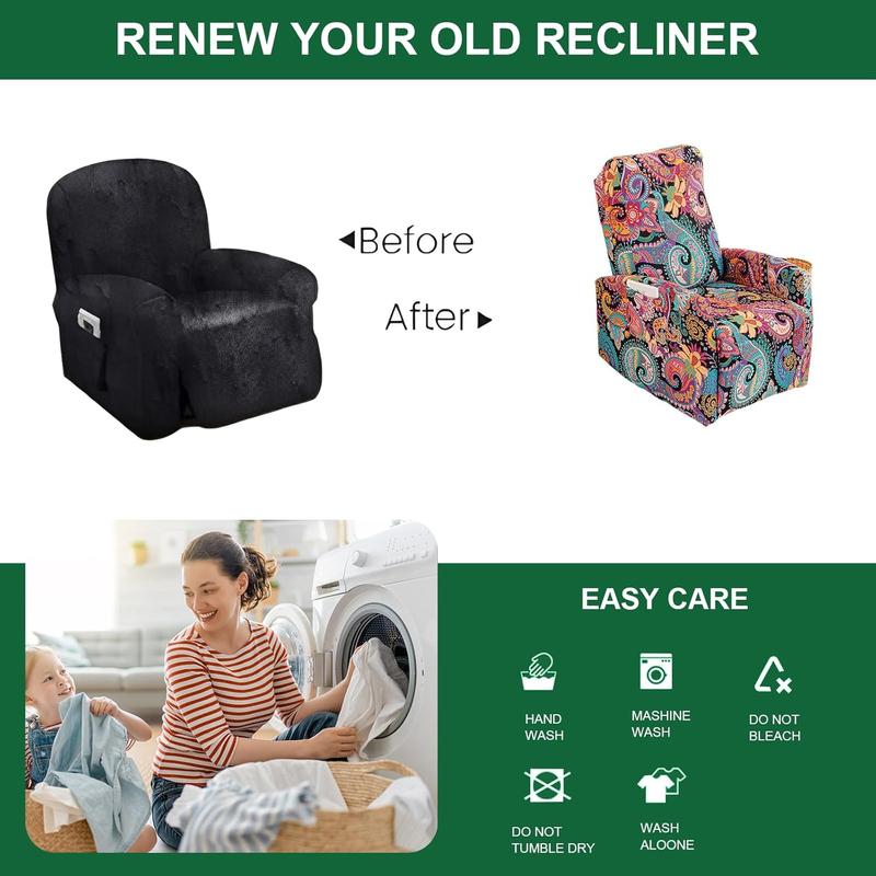 Recliner Chair Covers 4 Pieces Waterproof Small Recliner Sofa Slipcover Stretch Recliner Slipcover for Lazyboy Recliner Chair with Storage Pocket Furniture Protector for Living Room Recliner Chair Covers 4 Pieces Waterproof Small Recliner Sofa Slipcover Stretch Recliner Slipcover for Lazyboy Recliner Chair with Storage Pocket Furniture Protector for Living Room