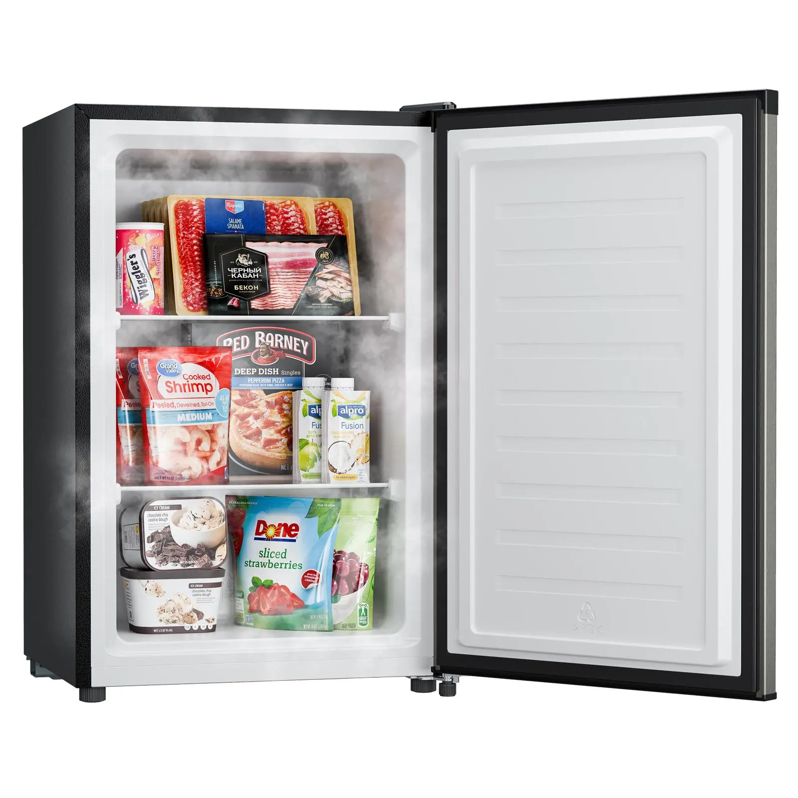Upstreman 3.0 Cu.ft Compact Upright Mini Freezer- Lightweight, Reversible Door, Fast-Efficient Cooling, 5 Thermostats, Ice Trays, Defrosting Tools, -24°C/-12°C, 20.3" W x 18.9" D x 31.6" H, Easy Maintenance, for Apartment, Dorm, Adjustable