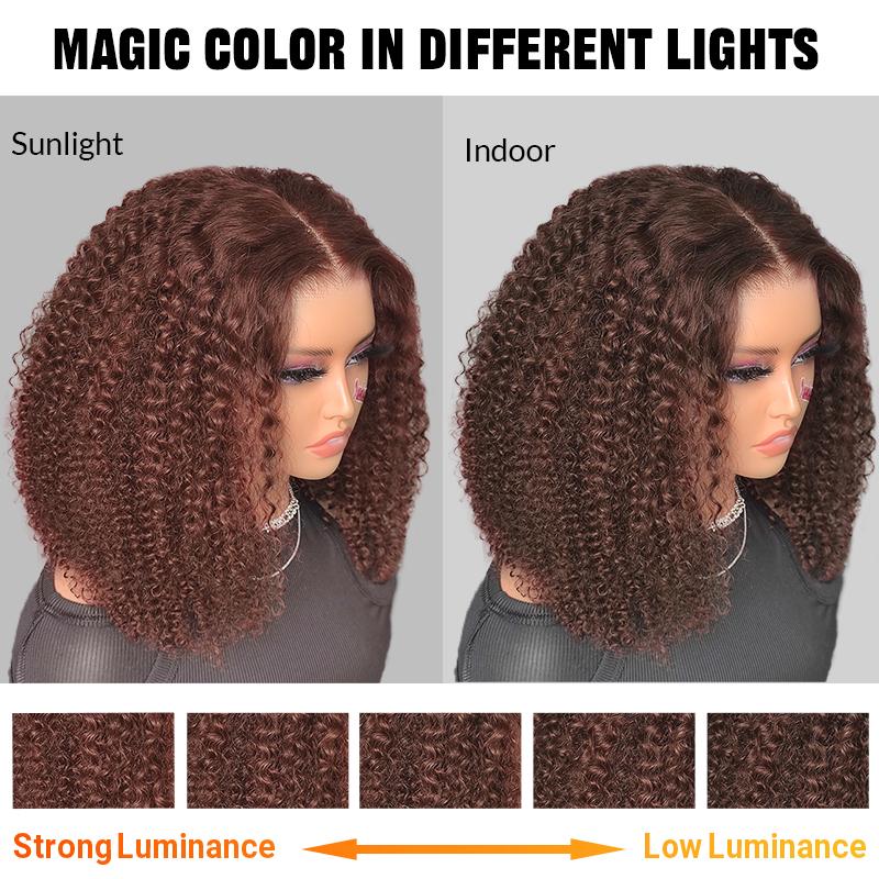 【Zakaiyah B.】ISEE Wear Go Kinky Curly Reddish Brown Color Glueless Human Hair 6*4 Lace Closure Wig Beginner Friendly Gifts for Girlfriend/Wife/Family #TikTokShopHolidayHaul