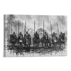The Trial of the Seven Canvas Poster Black and White Printed Medieval Style Wall Hanging Gift for Men and Women Living Room Bedroom Decor