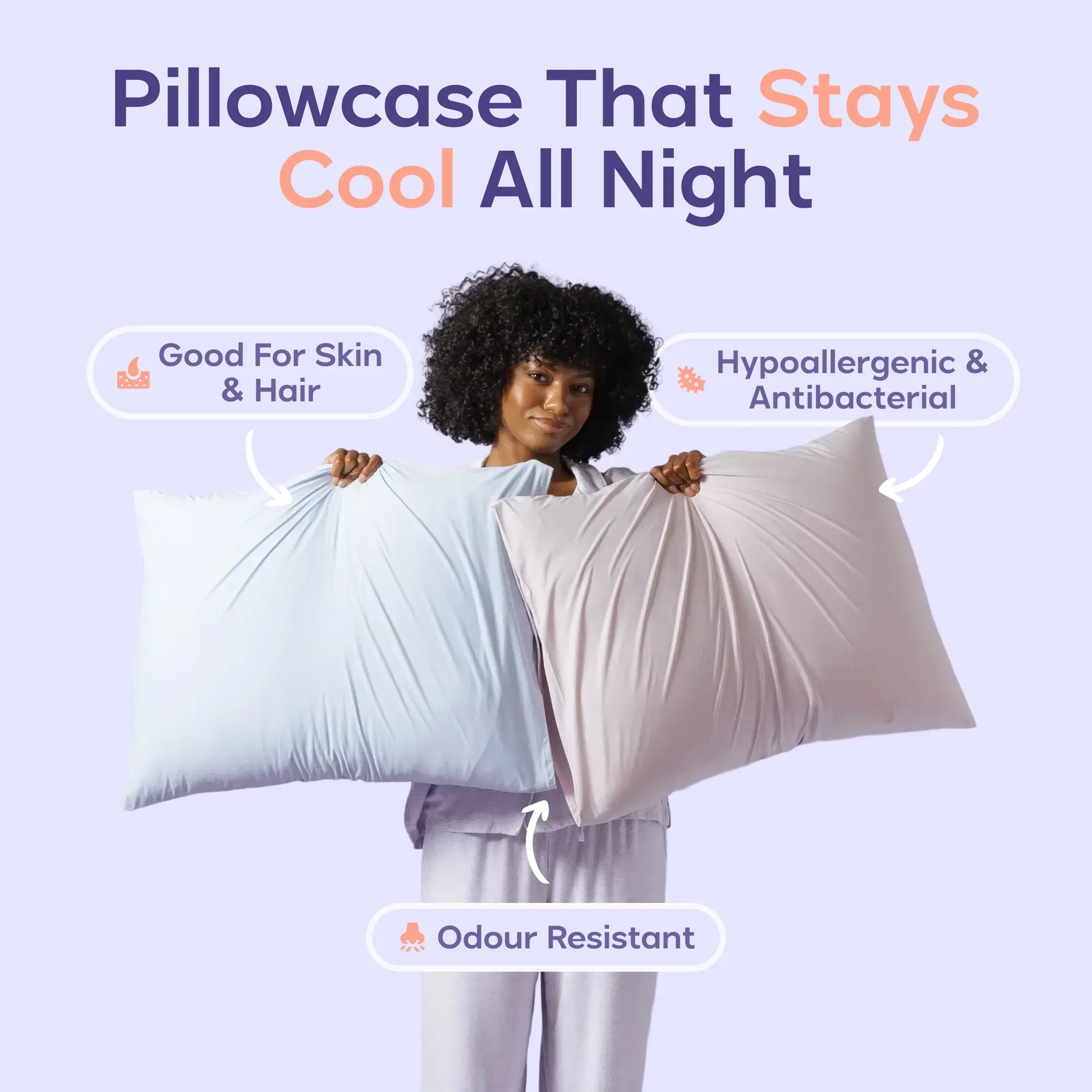 Mellow Sleep | Cooling Pillowcase (2-Pack) - Silky Smooth Wrinkle-Free Soft and Fresh All Night Sleep Enhancer