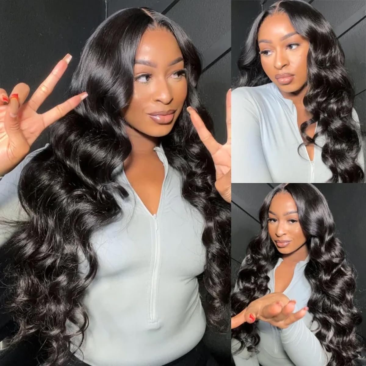 Ramiss 12A Human Hair Bundles with 2x6 Closure Brazilian Body Wave 3 Bundles Human Hair with 2x6 4x4 Lace Closure 100% Unprocessed Virgin Human Hair Weave