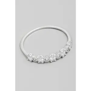 Geometric Delicate Rhinestone Ring (Silver)