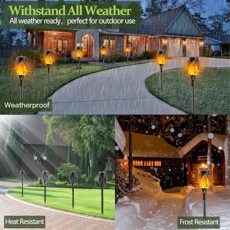 【BougeRV 20.5 inch Solar Powered Fire Flame Design Garden Light】4 Counts Outdoor Flame Effect Ground Plug Light, Lawn Lights, Outdoor Lights, Decorative Outdoor Atmosphere Light for Yard, Garden, Lawn