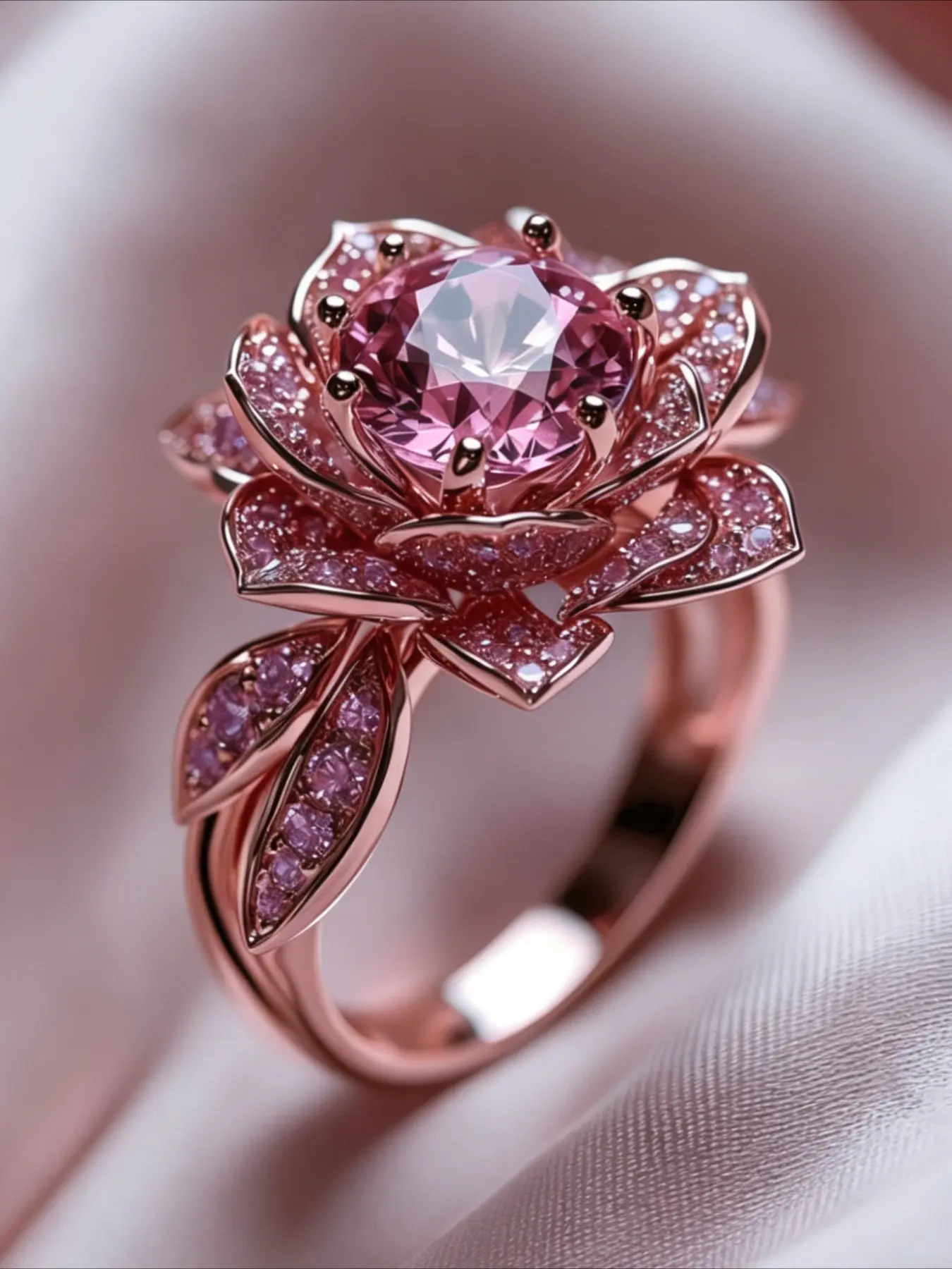 Elegant Zircon Flower Ring, Rose, Women's Wedding Engagement Anniversary Gift, Stylish Jewelry for Special Occasions