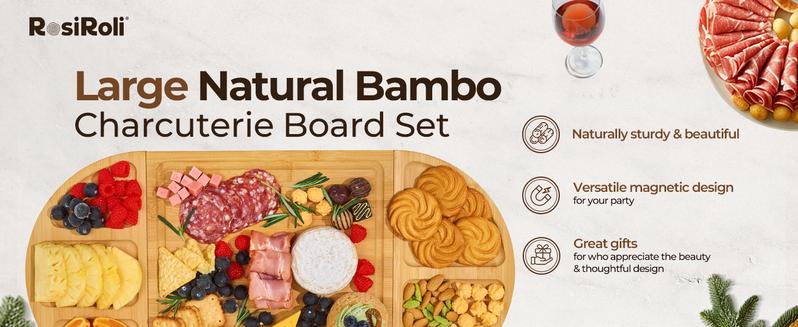 【NewYear2026】Party-Ready Charcuterie Board|Features Magnetic Modular Design Easily Creates Heart, Circle & Square Layouts|Perfect for Gatherings, Picnics,Valentine’s Day Gift