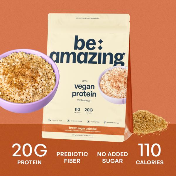 Be Amazing Vegan Protein Powder | Plant | Prebiotic Fiber | Gluten Free | Non Dairy | Low Sugar | Great Tasting | Dole Whip | Brown Sugar Oatmeal | IHOP