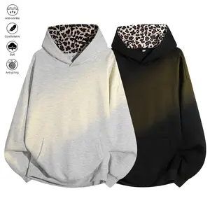 Men's new leopard print casual loose trend hoodie - a comfortable and breathable sweater, ideal for streetwear and daily casual wear, this sweater is an essential fashion item in men's wardrobes., Casual Cozy Sweatshirt, Polyester