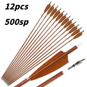 12pcs mixed carbon arrow 500sp id 6.2mm od7.8 mm with arrow target head outdoor sporting goods light and durable composite bow recurve bow arrow archery training archery novice veteran universal
