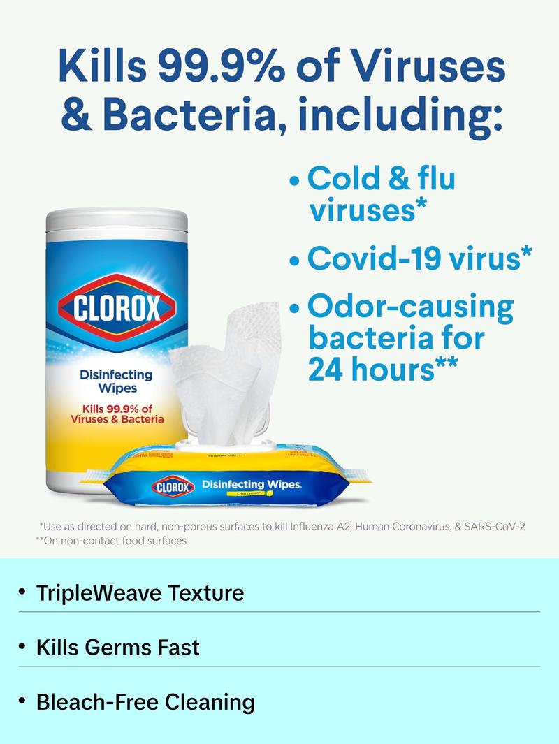 Clorox Disinfecting Wipes Value Pack, Household Essentials, 75 Count, Pack of 3 (Package May Vary)