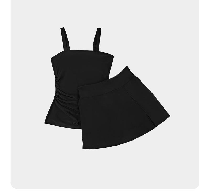 Aleumdr Women Vintage Two Piece Tankini Swimsuits Swimdress Swimming Push up Swimwear Bathing Suits Beach