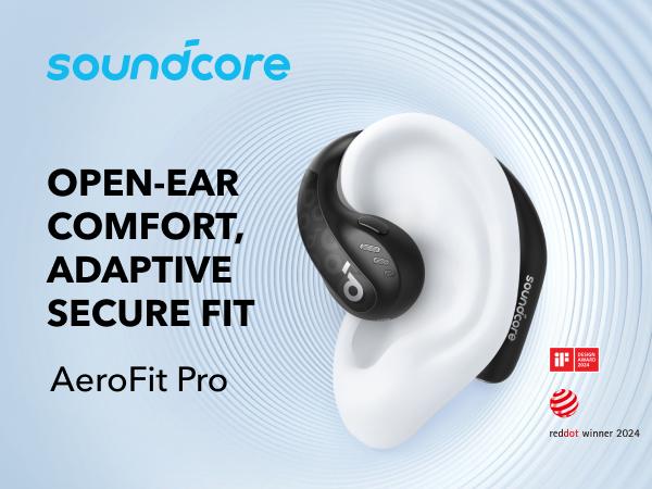 [Refurbished]soundcore by Anker AeroFit Pro Open-Ear Headphones, Ultra Comfort, Secure Fit, Ergonomic Design, Rich Sound with LDAC, Bluetooth 5.3, IP55 Water-Resistant, 46H Playtime, App Control, Wireless Earbuds, Headphones Bluetooth, On Ear, Audio, Wire