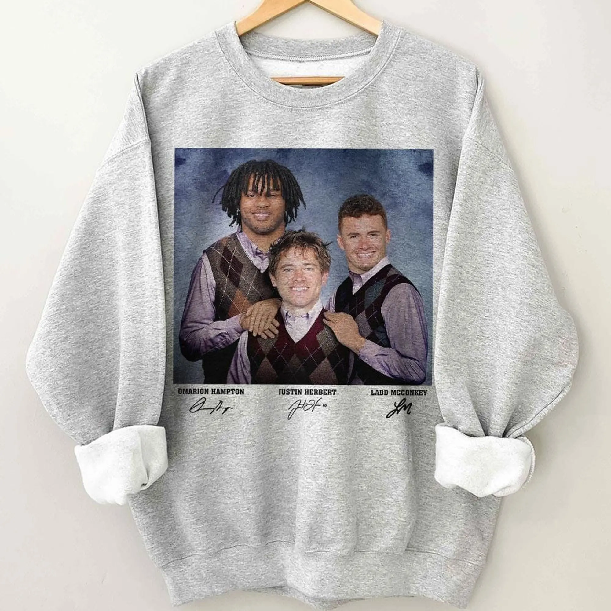 Ladd McConkey Justin Herbert Omarion Hampton Football Sweatshirt, Los Angeles Step Bros Sweatshirt, Funny Football Gift Unisex