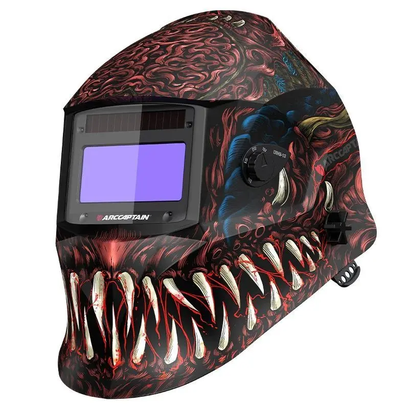 Free gift,ARCCAPTAIN Skeleton Knight Auto-Darken Arc Welding Helmet HSH-S800 - 1/1/1/1 Optical Clarity, 4 Arc Sensors, 1/25000s Response, True Color, Compatible with Welding Cap Tool Upgrade, Free Gift for Men/Dad