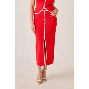 Monaco Button Midi Skirt