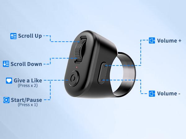 Scrolling Ring Wireless Bluetooth Remote with Charging Case & Phone Stand – Ideal for TikTok, YouTube Shorts, Instagram Reels, RedNote, Douyin, Kindle App (Not Compatible with Kindle Devices, Google and Motorola Phones)