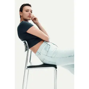 H&M Cropped microfibre T-shirt