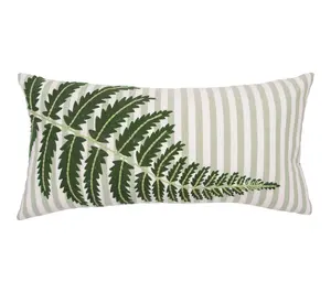Fern Leaves Stripes Throw Pillow by Valerie