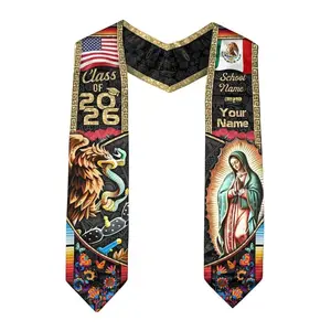 Custom Mexican Graduation Stole, Graduation Stole Customize, Mexican American Flag Sash 2026