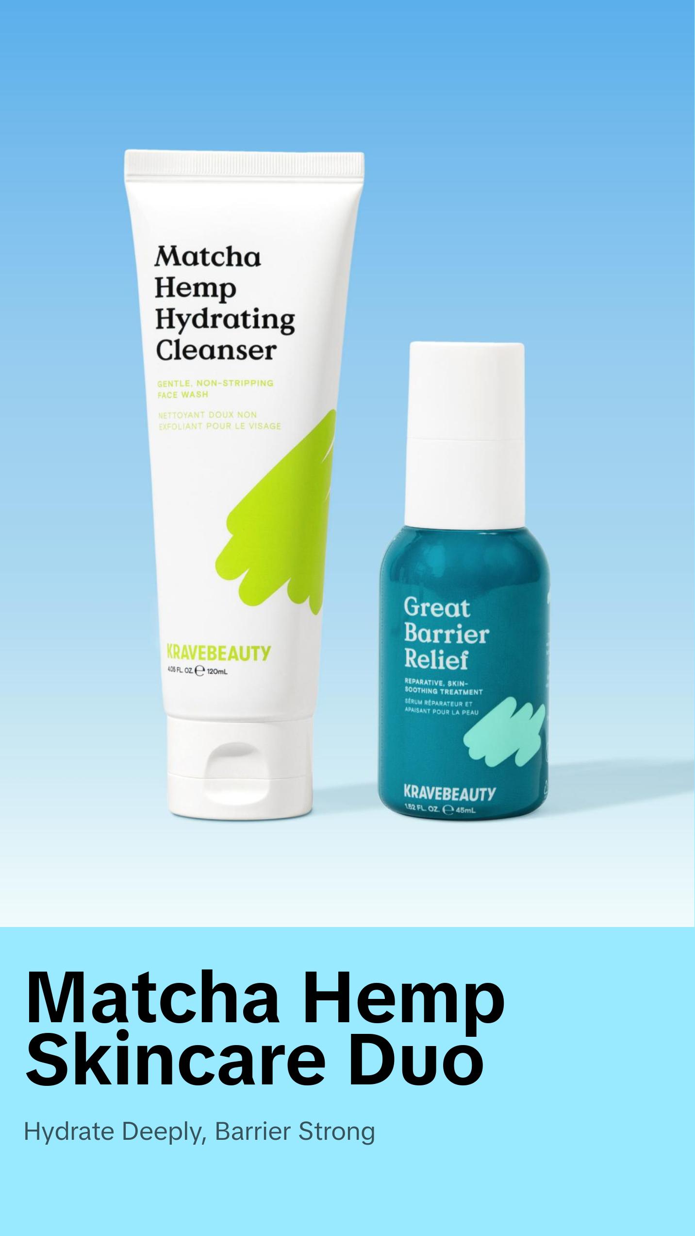 KraveBeauty Barrier Builder Duo to Cleanse & Soothe Skin with Gentle, Non-stripping Cleanser and Barrier Repair Serum