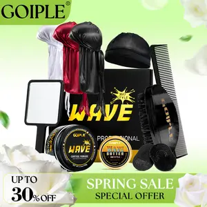 Strong Hold Wave Pomade for Men, Easy Wash 360 Wave Cream Moisture, Silky Shine, Brush and Durag Cap Set Gel Haircare Moisturizer