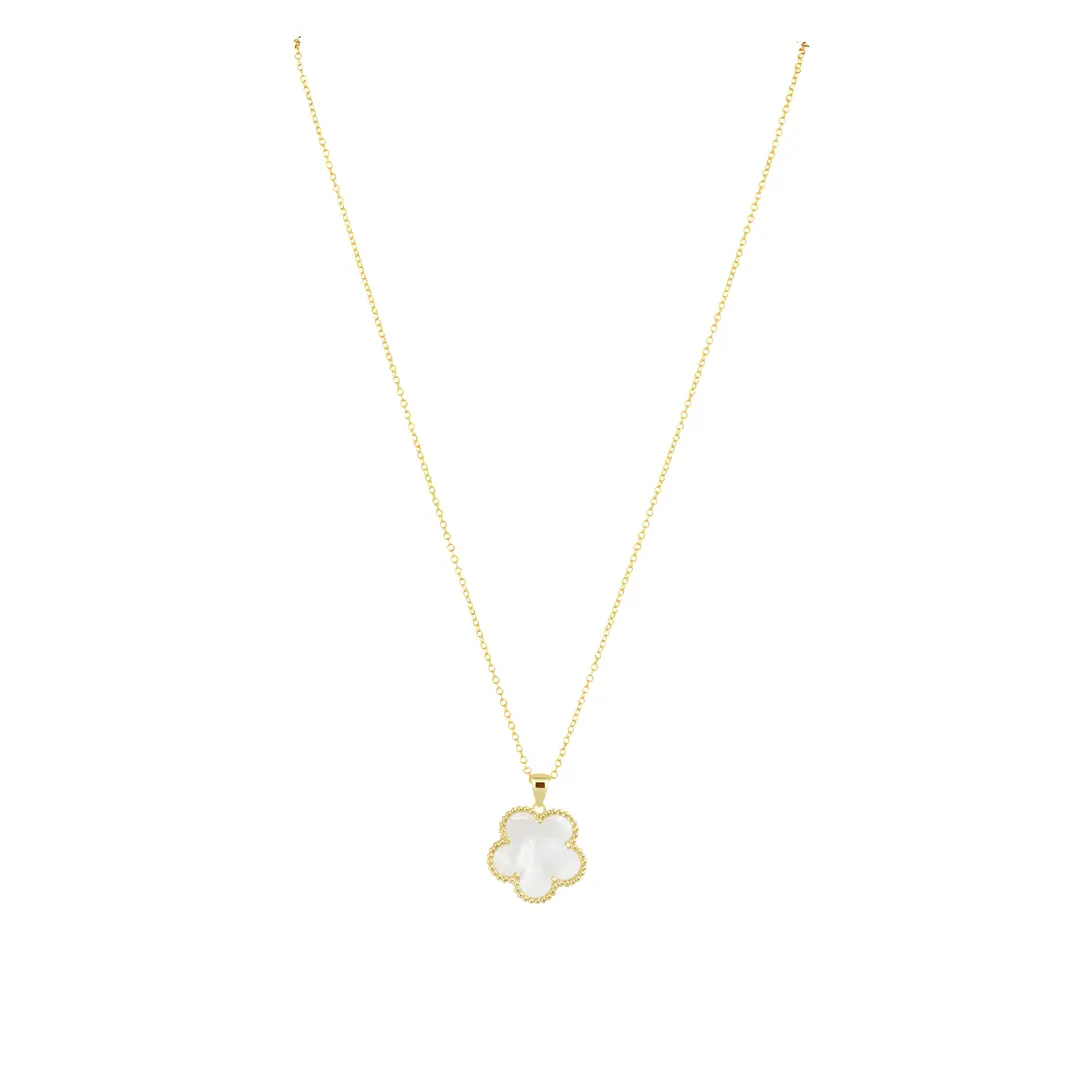 Adeline Pendant Necklace 18k Gold Plated Stainless Steel 18" Chain Hypoallergenic Water & Tarnish Resistant Flower Shaped Pendants