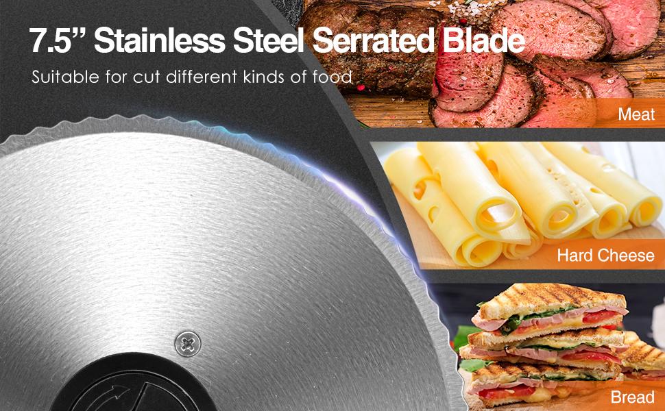 200W Electric Deli Meat Slicer, 7.5" Removable Stainless Steel Blade, Adjustable Thickness, Child Lock - For Home Use kitchen appliances Cheese Outdoorfun,bread slicer Freeze Dry Machine Grater