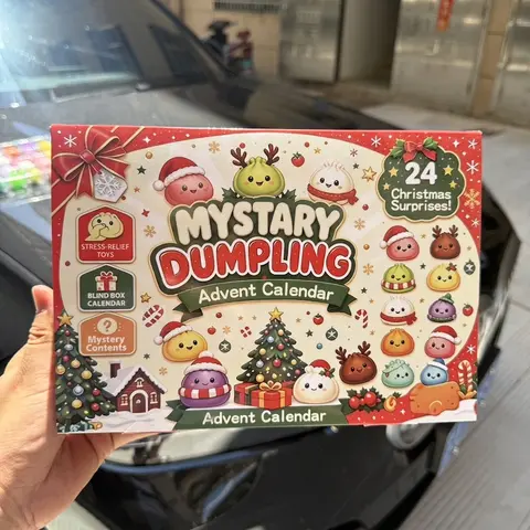 Christmas Mini Squishies Advent Calendar 2026, 24 Days Dumpling Squishies Toys Countdown Calendar, Christmas Decor Mini Glitter Squishie Squeezy Toys