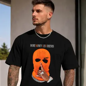 Men's Casual Crew Neck T-Shirt with Unique Print Design - Breathable Polyester, Perfect for Summer