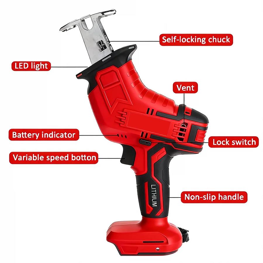 Reciprocating Saw for 36V Battery, 3 Variable Speed, Brushless Tool-Free Blade Change, 4 Saw Blades for Metal Wood PVC Cutting