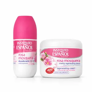 Instituto Español Rosehip Skincare Set – Rosa Mosqueta Regenerating Cream 400ml + Antiperspirant Roll-On 75ml – Hydrating & Skin Repair Body Care
