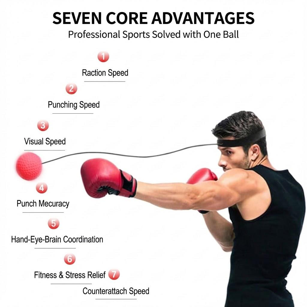 Boxing Reflex Ball with Adjustable Headband- Speed & Reaction Training Tool to Improve Hand-Eye Coordination.The Ideal Sport Gift for Men, Boyfriends & Family Fun at Home