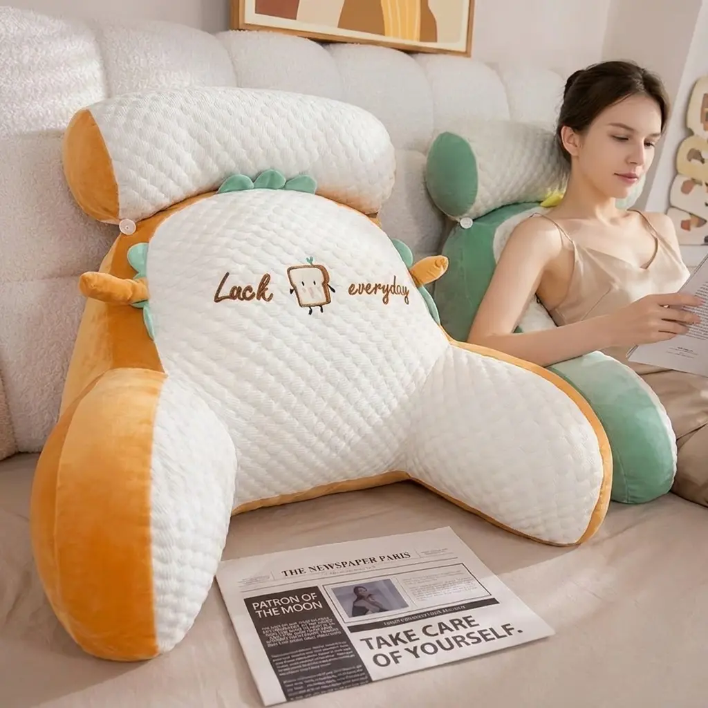 Comfortable Lumbar & Back Support Reading Pillow With Cushion-Ergonomically Designed, Lightweight Polyester Leisure Cushion (Suitable for Sofas, Beds, & Chairs)-A Cute and Practical Gift Pillow