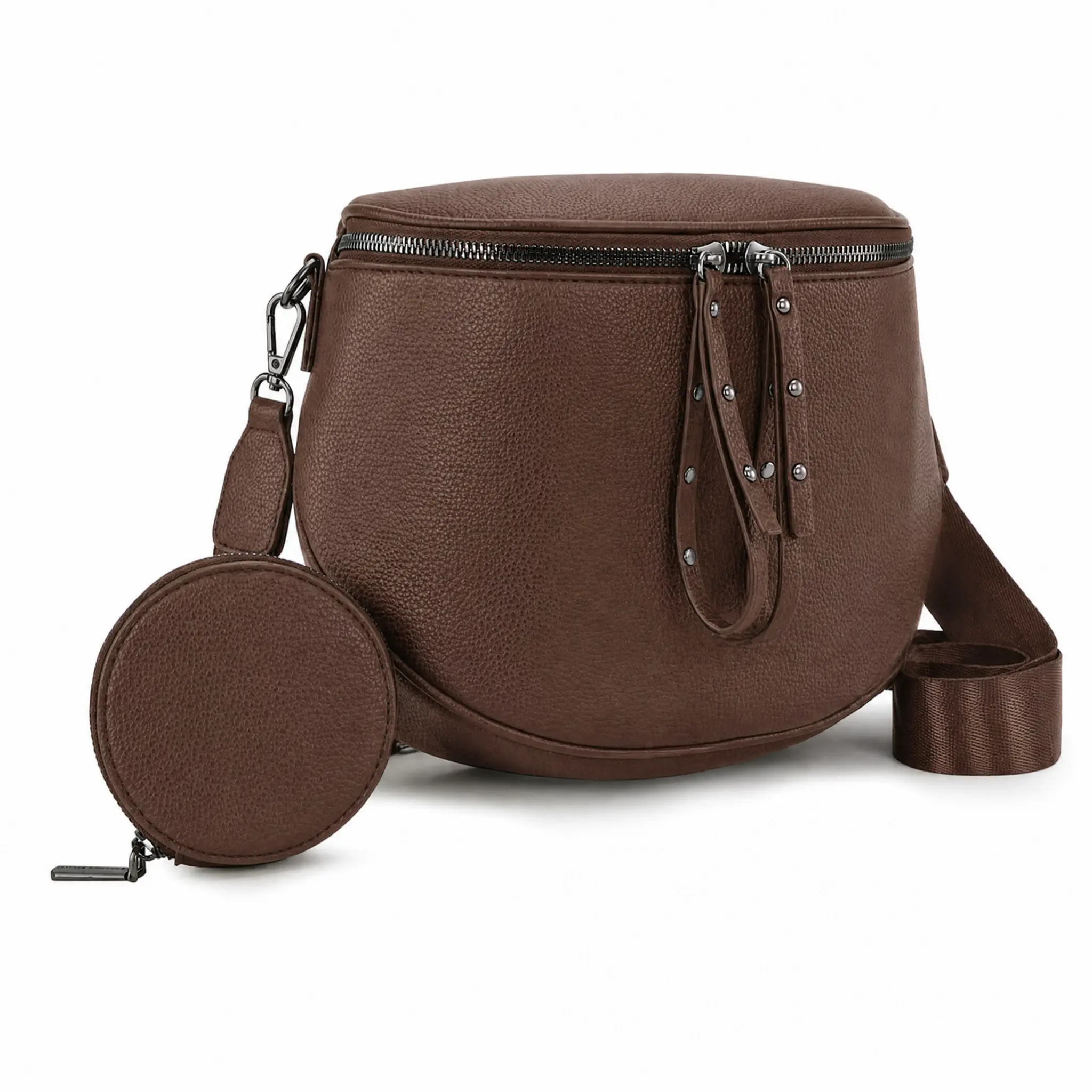 Women's Textured Vegan Leather Versatile Bum Bag - Large Capacity Crossbody Purse with Adjustable Wide Strap and Coin Purse for Travel