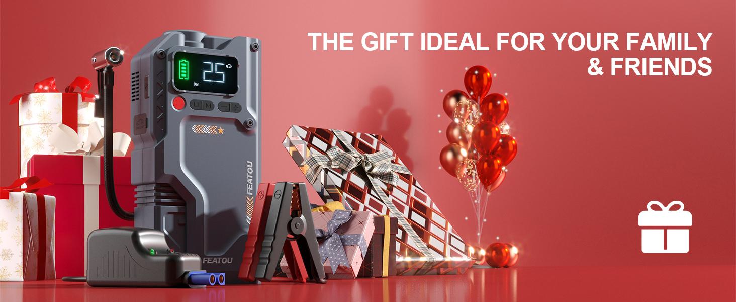 Jump Starter with Air Compressor, 5 in 1 Functional Jump Box 4500A Peak Power Pack with 150PSI Digital Tire Inflator, Portable Car Charger Jumper for 8.5L Gas or 7.0L Diesel