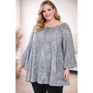 Lady Noiz Paisley Tunic Blouse - Aqua Multi