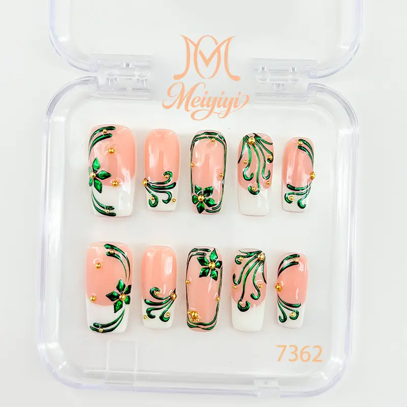 .DP.7362.French-style Hand-painted Wearable Nails