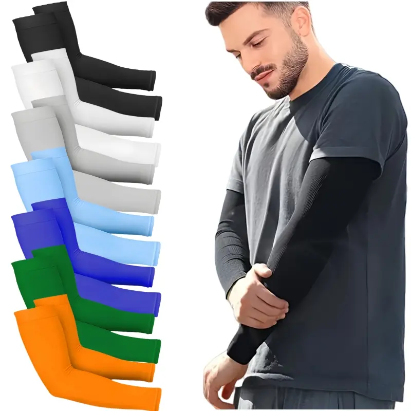 7 Pairs Breathable UV Sun Protection Arm Sleeves, Elastic Quick-Dry Moisture-Wicking Ice Silk Fabric with Cooling Effect, Unisex Sleeves for All Outdoor Activities, Protective Arm Sleeves, Arm Sleeves Cover