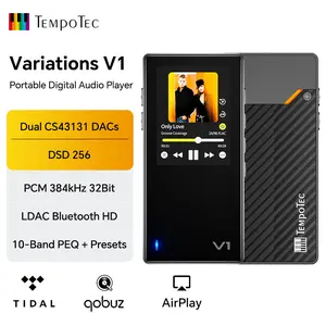 TempoTec Variations V1 Portable HiFi Music Player,Digital Audio Player with Two Way Bluetooth 5.1. 4.4mm&3.5mm Headphone Ports +Black Back Clip