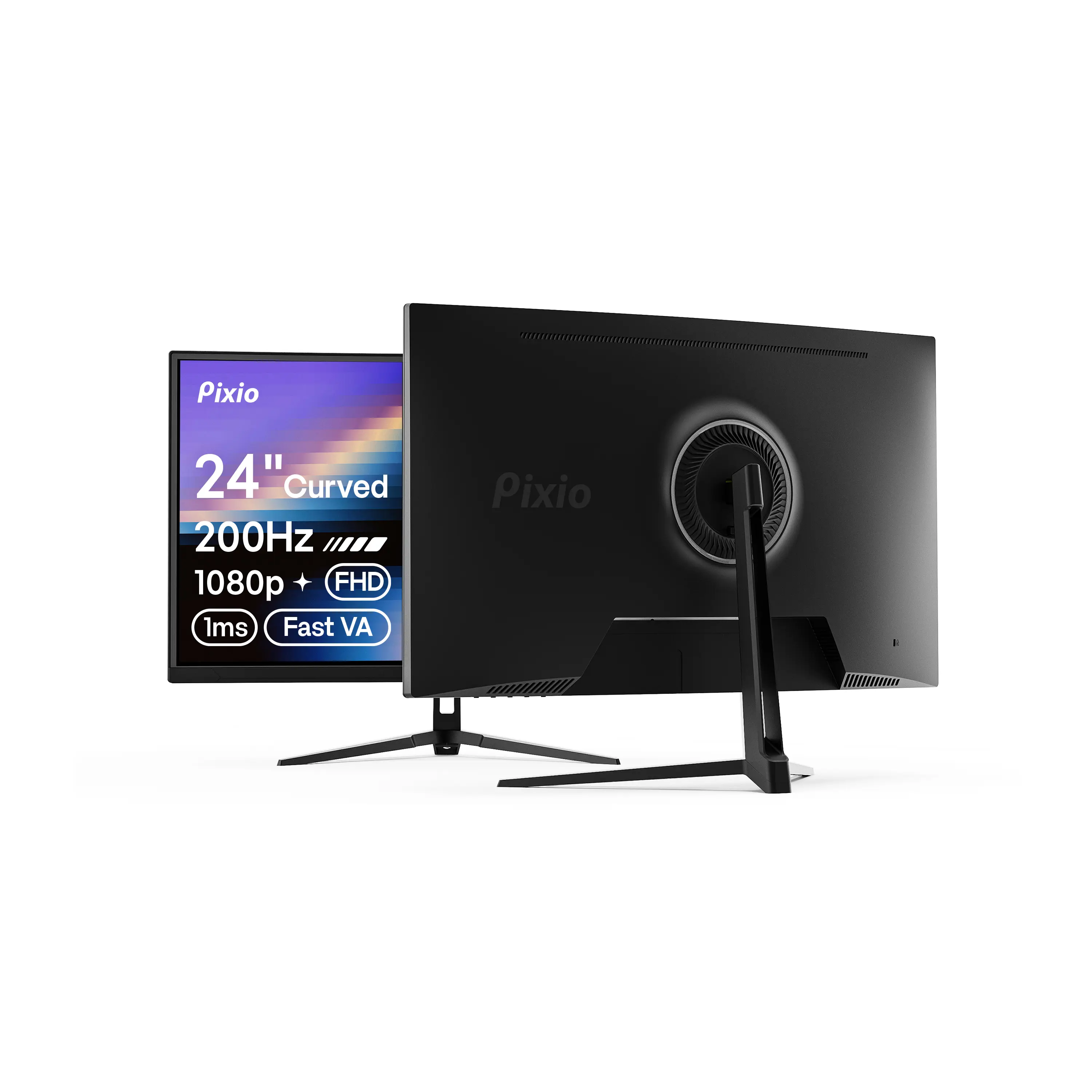 Pixio PXC248 Wave Curved Gaming Monitor, 24in (23-25inches) FHD 1080p, 200Hz Refresh Rate, 1500R Curved Form, Fast VA Panel, 1ms GTG Response Time, AdaptiveSync, HDR, Monitors For Gaming