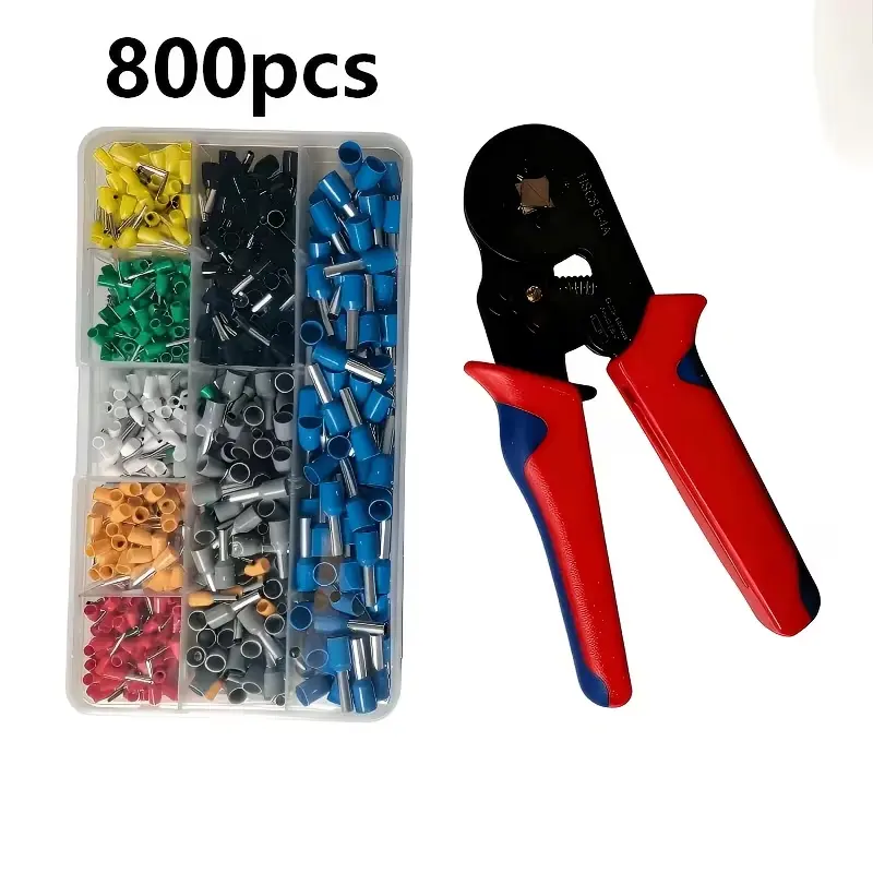 Ratchet Wire Ferrule Crimping Tool Kit - HSC8 6-4A Terminal Crimper Pliers with 1900pcs Copper Nylon Color-Coded Ferrules, Lightweight AWG23-7 0.25-10mm² Electrical Tool for Electricians, Wiring Projects, Car Audio, Millimeters