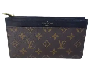 Pre-owned Louis Vuitton canvas Small Leather Goods Slim Purse Monogram Long Wallet 266