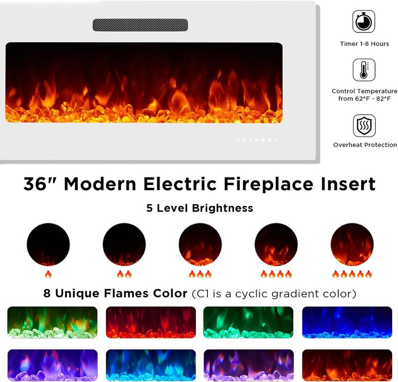 【Ships in 2 Boxes】AMERLIFE Fireplace TV Stand with Fireplace, Modern High Gloss Entertainment Center LED Lights, U-Shaped Legs TV Console Cabinet,Best Gift Ideas/Christmas Gifts