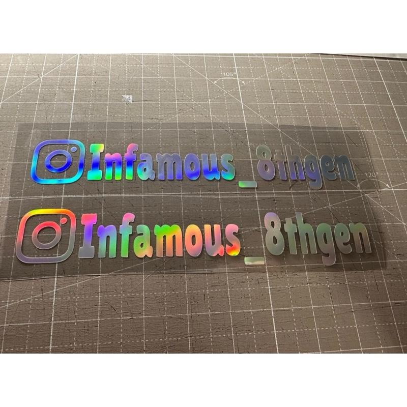 2x Personalized Instagram Sticker Vinyl Decal Customizable IG Username JDM Design for Car Windows Vehicle Exterior Decoration Waterproof Oracal Vinyl 1.5" x 9"