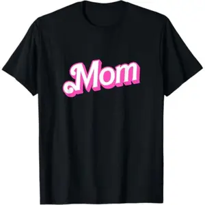 Mom Pink & White Overlapping Font T-Shirt