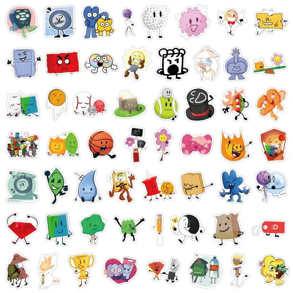 Battle for Dream Island Cartoon Stickers, Waterproof Decals for Luggage, Cups, Phones, Laptops, Stationery, Toys, 50/110 Sheets