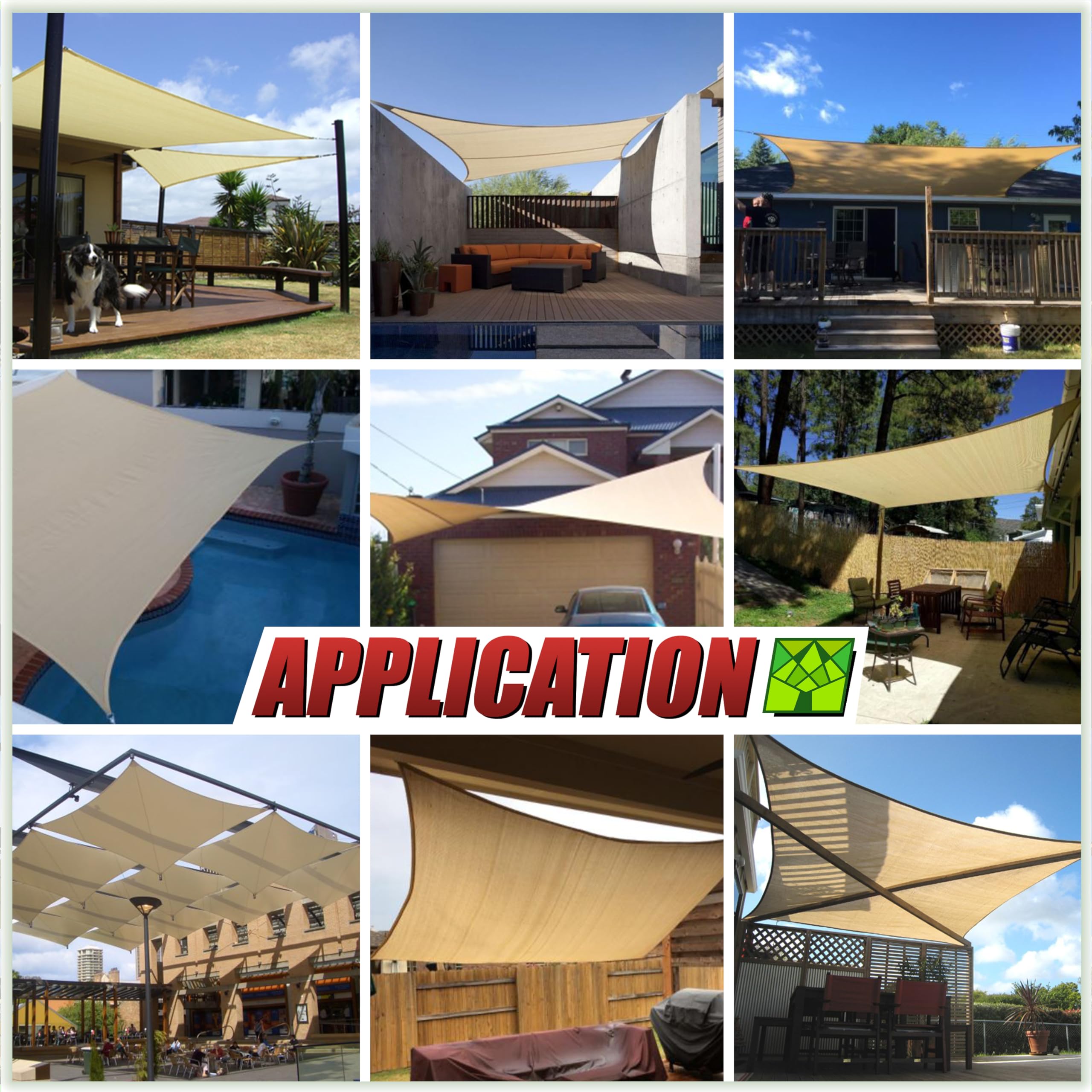 Colourtree Rectangle Sun Shade Sail Canopy - 190 GSM Mesh UV Block, Air & Water Permeable Commercial Heavy Duty Sun Shade with 3-Year Warranty